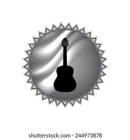 Guitar icon with round sticker