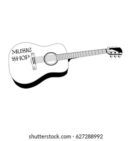 guitar, icon, separately on a white background, playing, string, icon