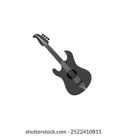 Guitar icon, A set of black guitar silhouettes. Vector guitars on white background. Symbols of classic electric guitars for a store or music application.