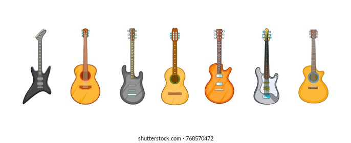 Guitar icon set. Cartoon set of guitar vector icons for your web design isolated on white background