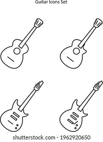guitar icon set isolated on white background from music collection. guitar icon thin line outline linear guitar symbol for logo, web, app, UI. guitar icon simple sign. 