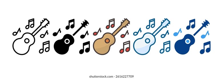 Guitar Icon Set Multiple Style Collection