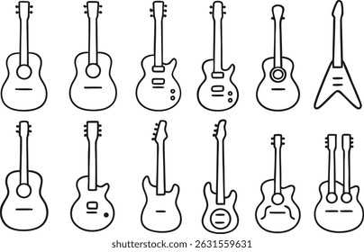 guitar icon set silhouette style Victor art.	
