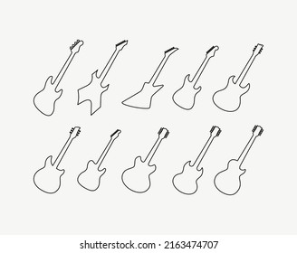 Guitar icon set vector stock line art