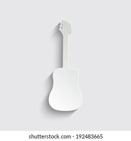 Guitar icon with shadow on a grey background