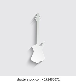 Guitar icon with shadow on a grey background
