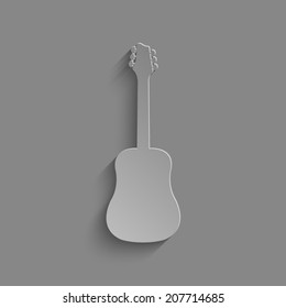Guitar icon with shadow on a grey background