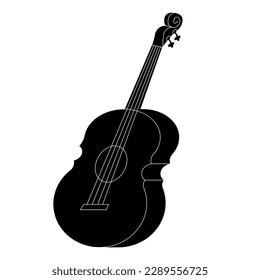 Guitar icon silhouette. Acoustic classic musical instrument sign isolated on white background. Trendy Flat style illustration for graphic design, logo. Musical string instrument collection.