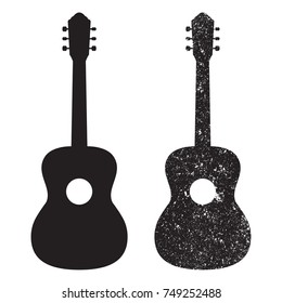 Guitar icon, silhouette. Grunge design. Vector illustration isolated on white