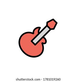 Guitar icon. Simple color with outline vector elements of rock n roll icons for ui and ux, website or mobile application