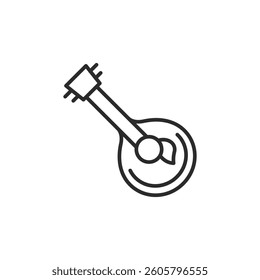 Guitar icon. Simple outline of a guitar with music notes or sound effects, symbolizing music, entertainment, and festivals. Ideal for social media, app, and web design. Vector illustration