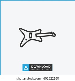 guitar icon. simple outline guitar vector icon. on white background.