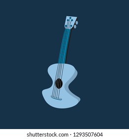 guitar icon, guitar symbol. Flat vector sign isolated on blue background. Simple vector illustration for graphic and web design.