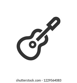 Guitar icon in thick outline style. Black and white monochrome vector illustration.