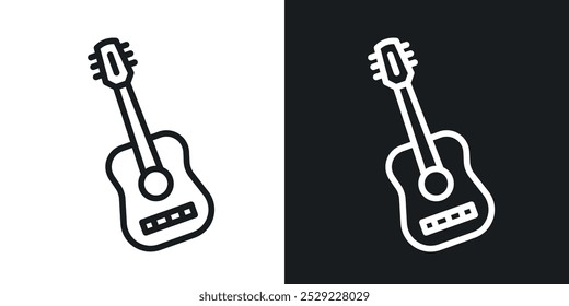 Guitar icon in Thin line black color. flat simple vector symbols illustration.