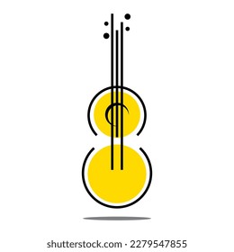 guitar icon with two circles and strings, vector logo icon