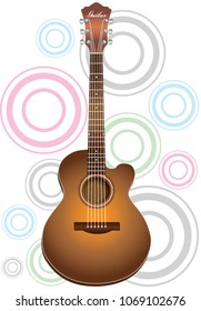 Guitar icon vector, Acoustic musical instrument sign Isolated on white background. Trendy Flat style for graphic design