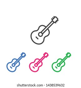 Guitar icon vector, Acoustic musical instrument sign Isolated on white background. Trendy Flat style for graphic design, logo, Web site, social media, UI, mobile app, EPS10