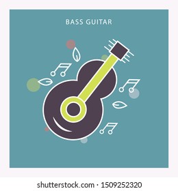 Guitar icon vector, Acoustic musical instrument sign flat design