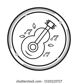 Guitar icon vector, Acoustic musical instrument sign flat design