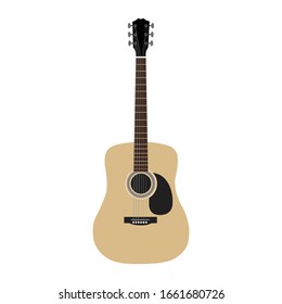 Guitar icon vector, Acoustic musical instrument sign Isolated on white background. 