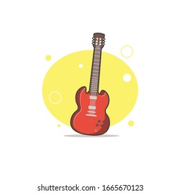 Guitar icon vector, Acoustic musical instrument colorful flat vector icon