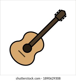Guitar icon vector, Acoustic musical instrument sign Isolated on white background. color editable eps 10