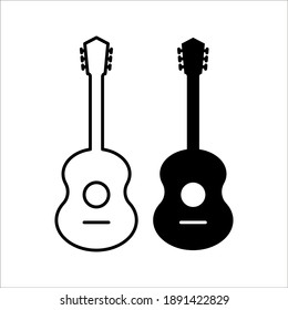 Vector de icono de guitarra, Signo de instrumento musical acústico Aislado sobre fondo blanco. colores modificables eps 10