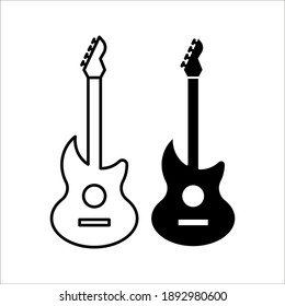 Guitar icon vector, Acoustic musical instrument sign Isolated on white background. color editable eps 10