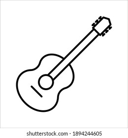 Guitar icon vector, Acoustic musical instrument sign Isolated on white background. color editable eps 10