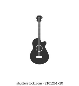 Guitar icon vector, Acoustic musical instrument sign Isolated on white background. Trendy Flat style for graphic design, logo, Web site, social media, UI, mobile app, EPS10
