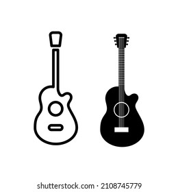 Guitar icon vector, Acoustic musical instrument sign Isolated on white background. Trendy Flat style for graphic design, logo, Web site, social media, UI, mobile app, EPS10