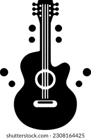 Guitar icon vector, Acoustic musical instrument sign Isolated on white background. Trendy Flat style for graphic design, logo, Web site, social media, UI, mobile app, EPS10