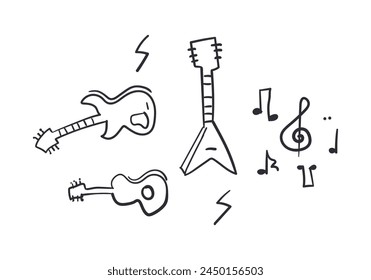 Guitar icon vector, Acoustic musical instrument sign Isolated on white background. 