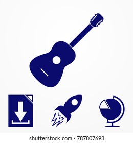 Guitar icon vector, Acoustic musical instrument sign Isolated on grey background.