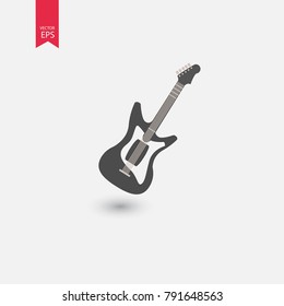 Guitar icon vector, Acoustic musical instrument sign Isolated on white background. Trendy Flat style for graphic design, logo, Web site, social media, UI, mobile app, EPS10