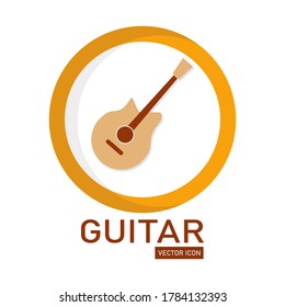 Icono de guitarra. diseño vectorial de guitarra, estilo plano