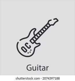 guitar icon vector icon.Editable stroke.linear style sign for use web design and mobile apps,logo.Symbol illustration.Pixel vector graphics - Vector
