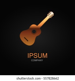 Guitar icon. Vector Illustration. Design logo element. Isolated on black background.