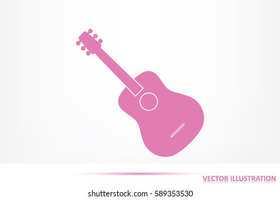 guitar icon vector illustration eps10. Isolated badge flat design for website or app - stock graphics
