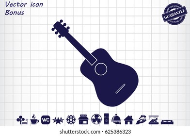 guitar icon vector illustration eps10. Isolated badge flat design for website or app - stock graphics