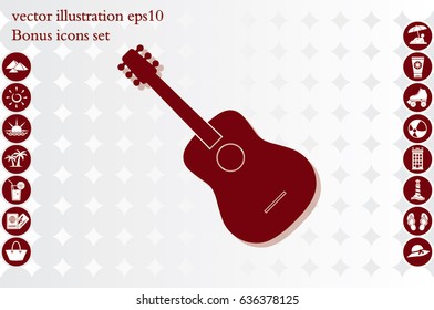 guitar icon vector illustration eps10. Isolated badge flat design for website or app - stock graphics