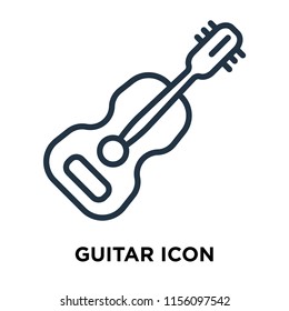 Guitar icon vector isolated on white background, Guitar transparent sign , thin symbols or lined elements in outline style