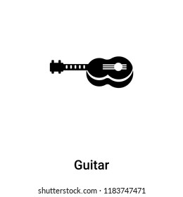 Guitar icon vector isolated on white background, logo concept of Guitar sign on transparent background, filled black symbol