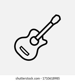 Guitar icon vector line style, editable stroke