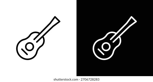 Ícone de guitarra. Ícone linear de vetor isolado em preto e branco