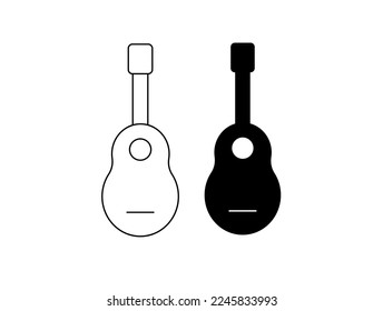 Guitar icon. Vector musical stringed instrument isolated on white background