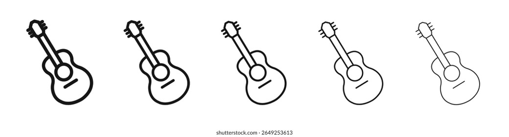 Icono de guitarra Vector esquema conjunto ilustración signo