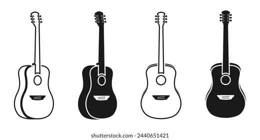 guitar icon vector set. acoustic guitar vector illustration isolated on white background.