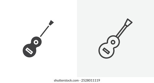 Guitar icon vector icon set in black and white color.